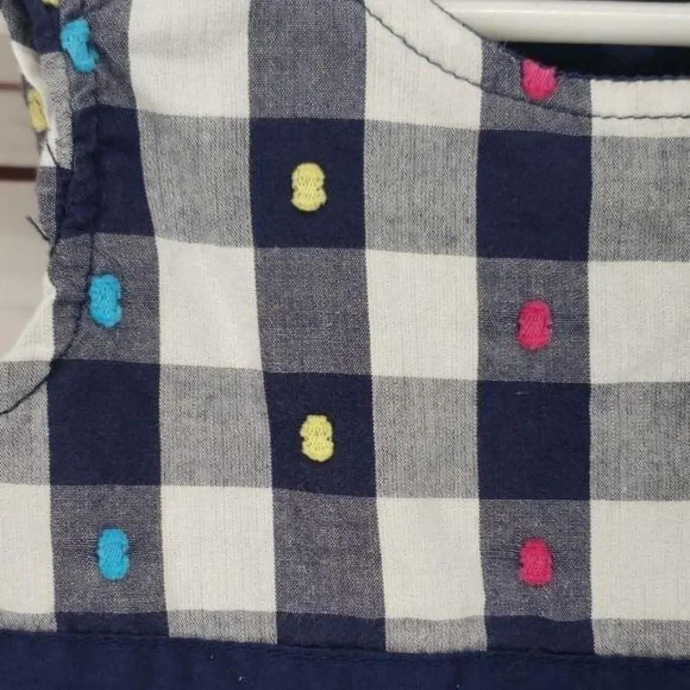 Koala Kids Girls Blue Gingham Checkered Short Sleeve Polka Dot Dress Size 24 Mon
